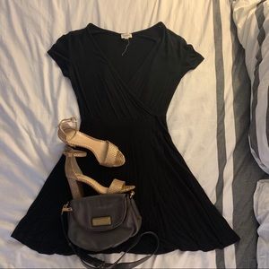Black Faux Wrap Dress